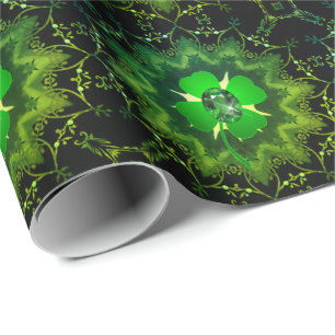 Irish Shamrock and Emerald Wrapping Paper