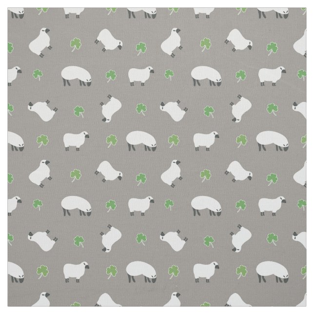 Irish Shamrock and Sheep Pattern Fabric (Swatch)