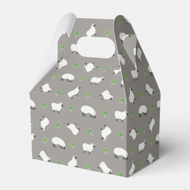 Irish Shamrock and Sheep Pattern Favor Box (Front Side)