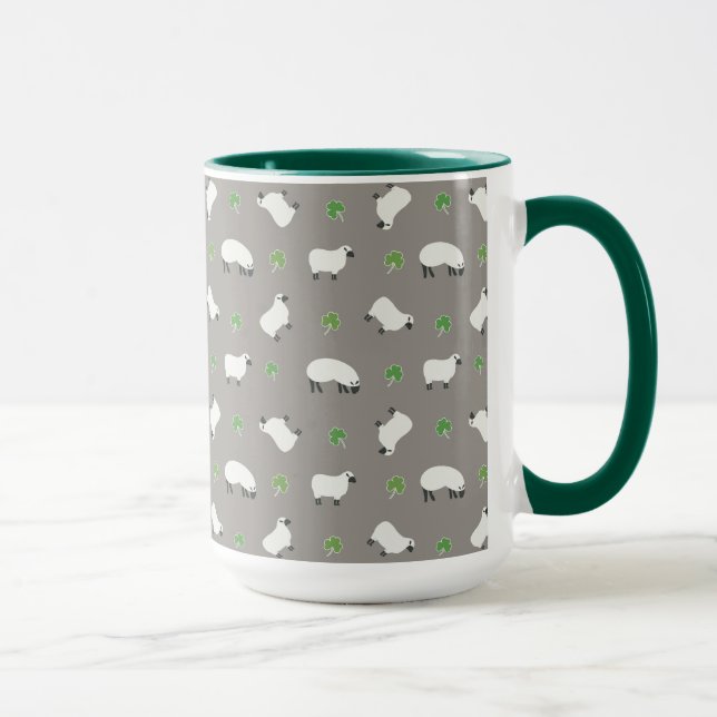 Irish Shamrock and Sheep Pattern Mug (Right)