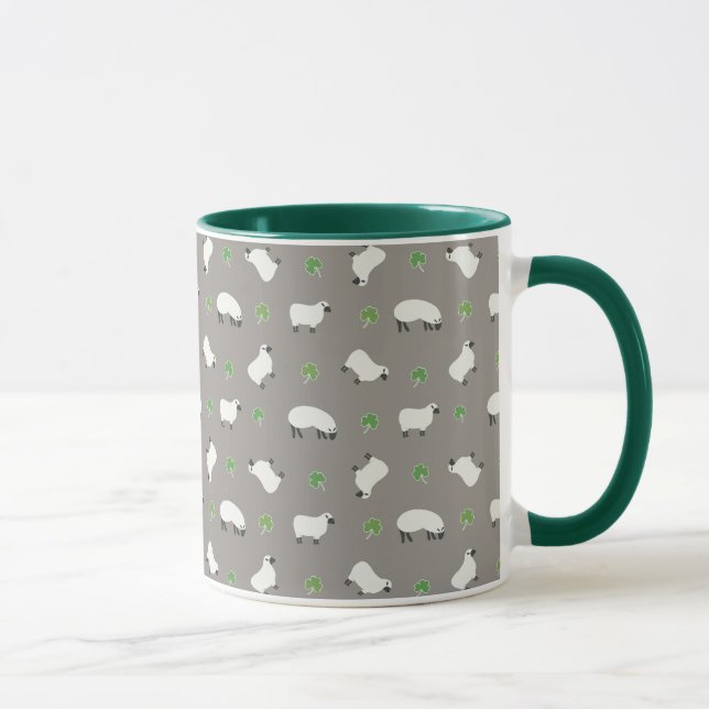 Irish Shamrock and Sheep Pattern Mug (Right)