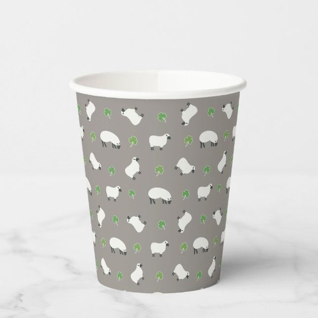Irish Shamrock and Sheep Pattern Paper Cups (Left)