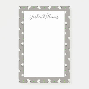 Irish Shamrock and Sheep Pattern Post-it Notes