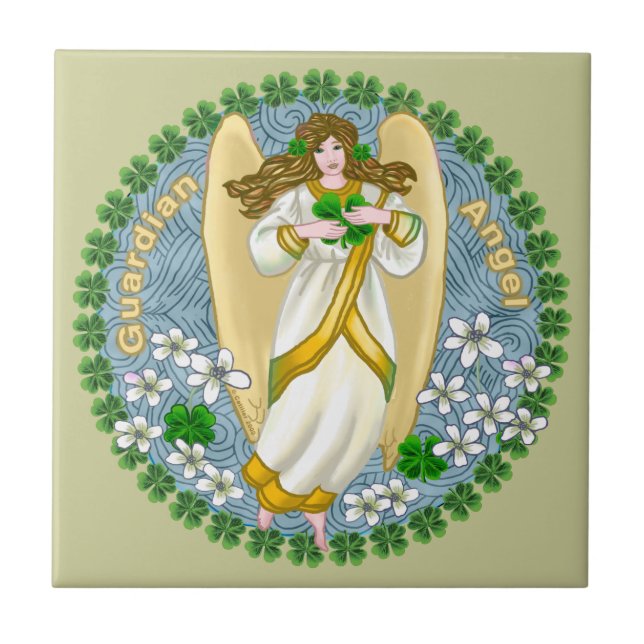 Irish Shamrock Angel  Tile (Front)