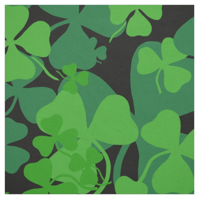 Irish shamrock, black, clover fabric print 10c (Swatch)