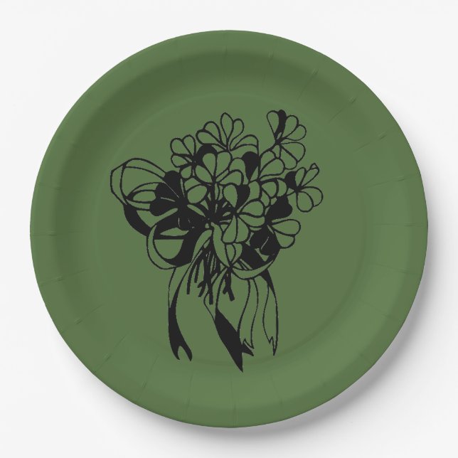 Irish Shamrock Bouquet Green St. Patrick's Day  Paper Plate (Front)