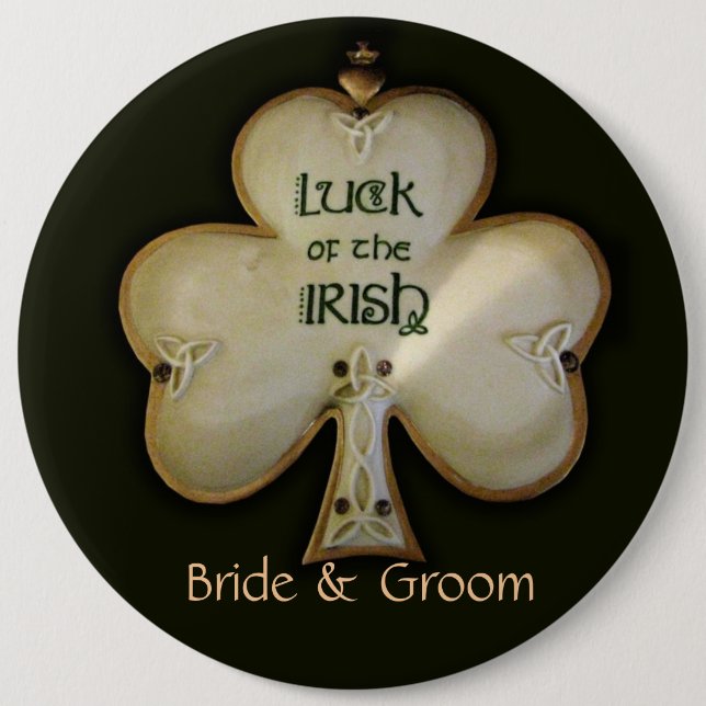 Irish Shamrock Bride and Groom Button - Customized (Front)