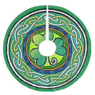 Irish shamrock brushed polyester tree skirt