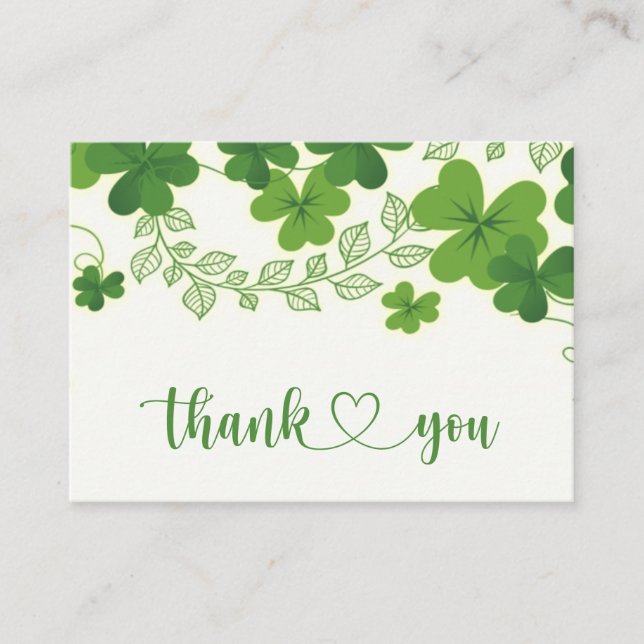 Irish Shamrock Business Thank You Calling Card (Front)