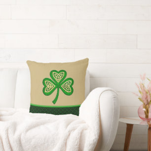 Irish Shamrock Celtic Knots St Patrick Throw Pillow