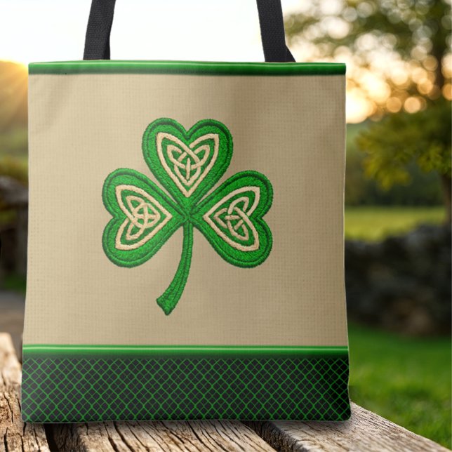 Irish Shamrock Celtic Knots St Patrick Tote Bag (Creator Uploaded)
