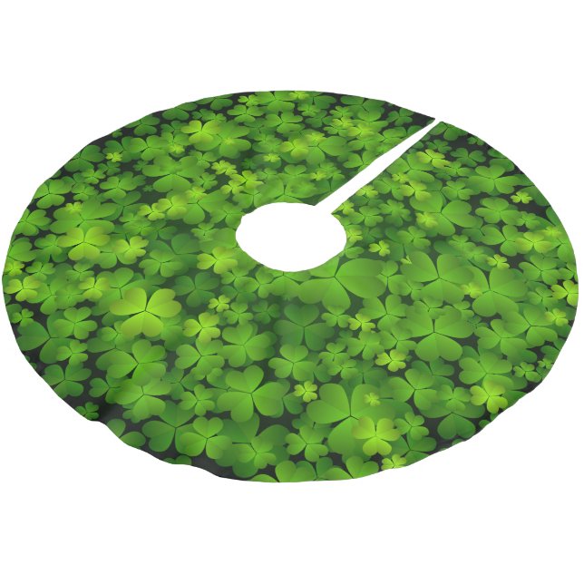 Irish Shamrock Christmas Decor Brushed Polyester Tree Skirt (Angled)