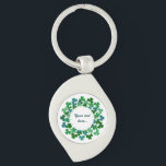 Irish Shamrock Circle Custom Text Keychain<br><div class="desc">Three circles of Shamrocks with the text of your choice</div>