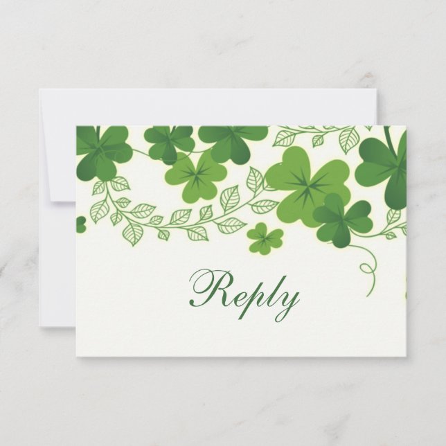 Irish Shamrock (clover) Wedding RSVP (Front)