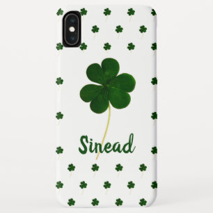 Irish Shamrock Clovers Pattern Add Name or Text iPhone XS Max Case