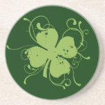 Irish Shamrock Coaster<br><div class="desc">This pretty Irish design features a green four leaf clover with artistic swirls.</div>