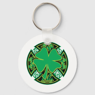 Irish Shamrock Cross Keychain