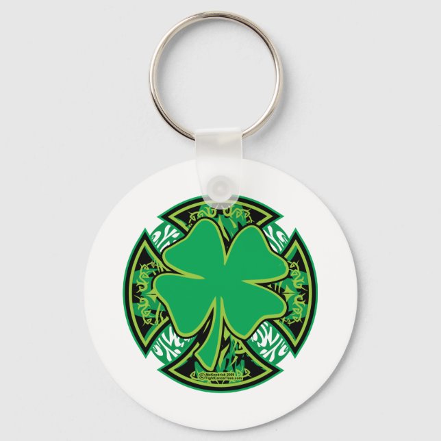 Irish Shamrock Cross Keychain (Front)