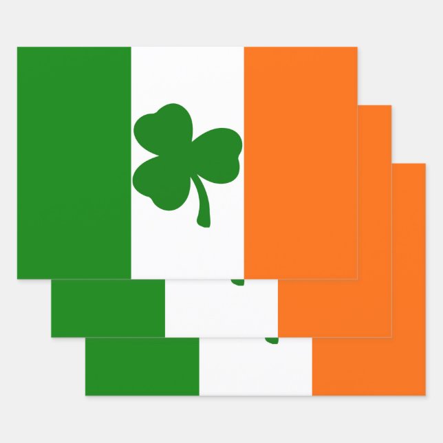 Irish Shamrock Flag Wrapping Paper Sheet (Set)