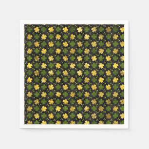 Irish Shamrock Four-leaf clover Gold black Napkin