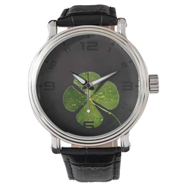 Irish Shamrock Four Leaf Clover Watch (Front)