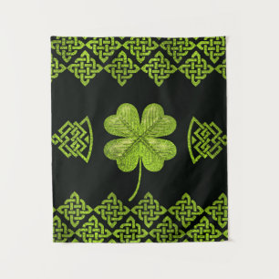 Irish Shamrock Four-leaf clover with celtic decor Tapestry
