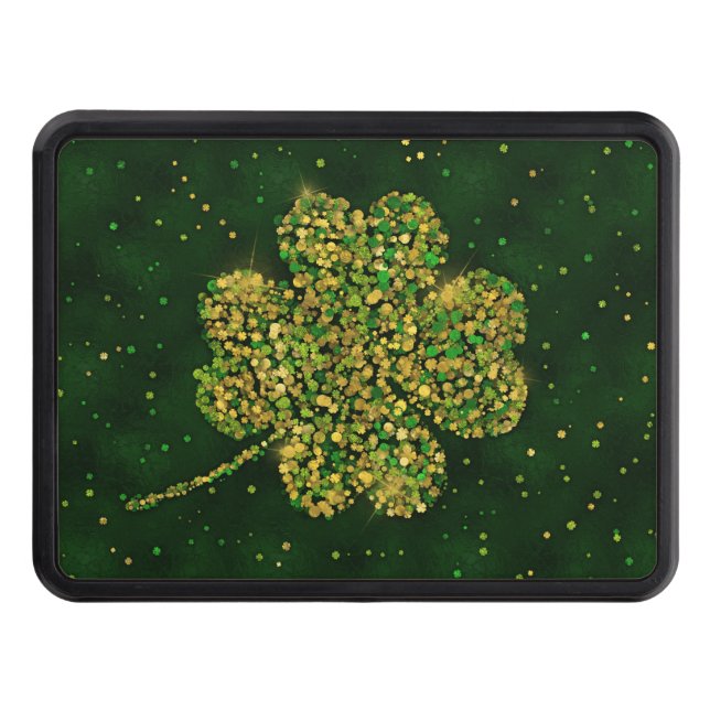 Irish Shamrock Four-leaf Lucky Clover Trailer Hitch Cover (Front)