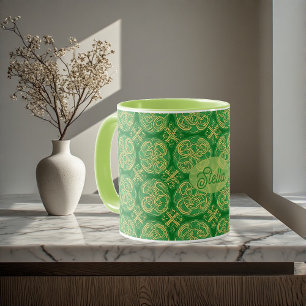 Irish Shamrock Green Abstract Celtic Knot Inspired Mug