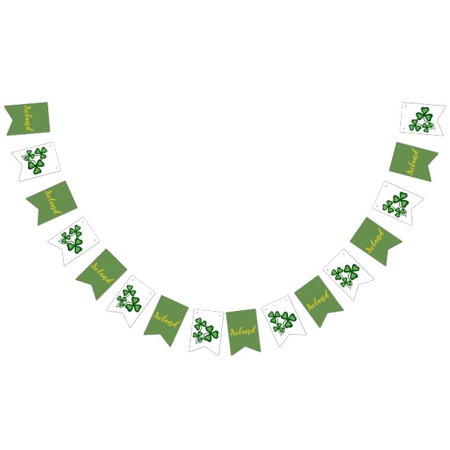 Irish shamrock, green clover, 2 green shamrock bunting flags (All)