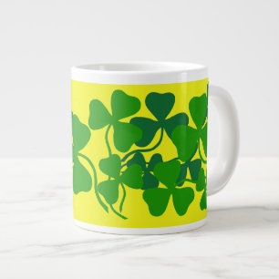 Irish shamrock, green clover/yellow coffee cup/mug large coffee mug