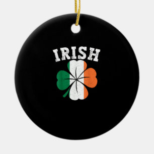 Irish Shamrock Ireland Flag St Patrick Day Vintage Ceramic Ornament