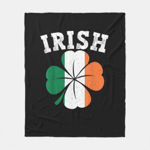 Irish Shamrock Ireland Flag St Patrick Day Vintage Fleece Blanket