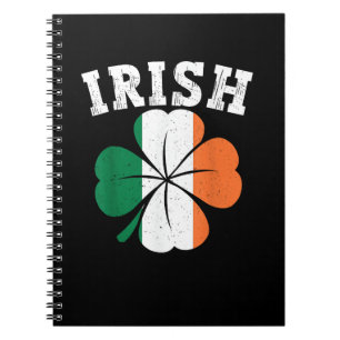 Irish Shamrock Ireland Flag St Patrick Day Vintage Notebook