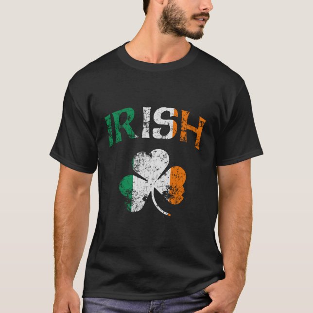 Irish Shamrock Ireland Flag St Patricks Day Fade T-Shirt (Front)