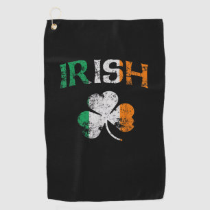 Irish Shamrock Ireland Flag St Patricks Day Vintag Golf Towel
