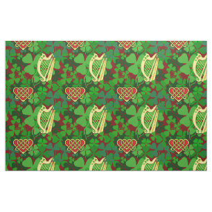 Irish shamrock, Irish harp, Celtic heart, red 6L Fabric