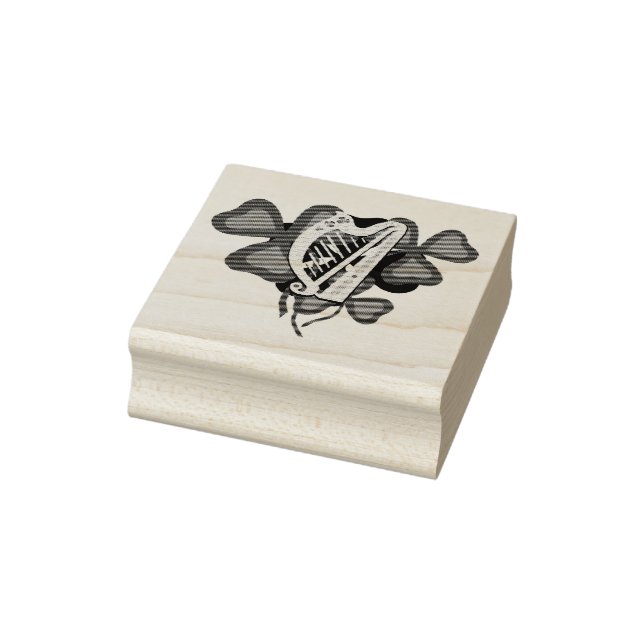 Irish shamrock, Irish harp, Irish clover Rubber Stamp (Stamp)