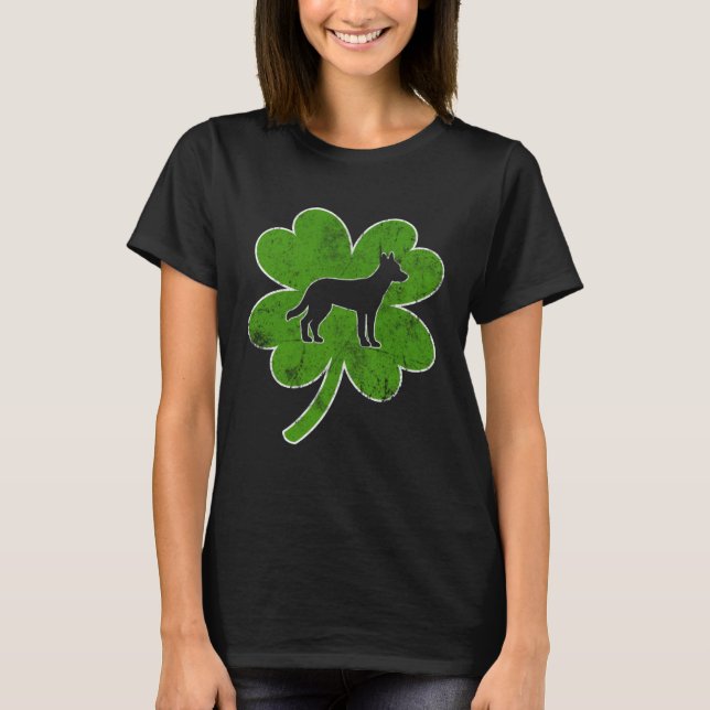 Irish Shamrock Leaf Malinois St Patrick s Day T-Shirt (Front)