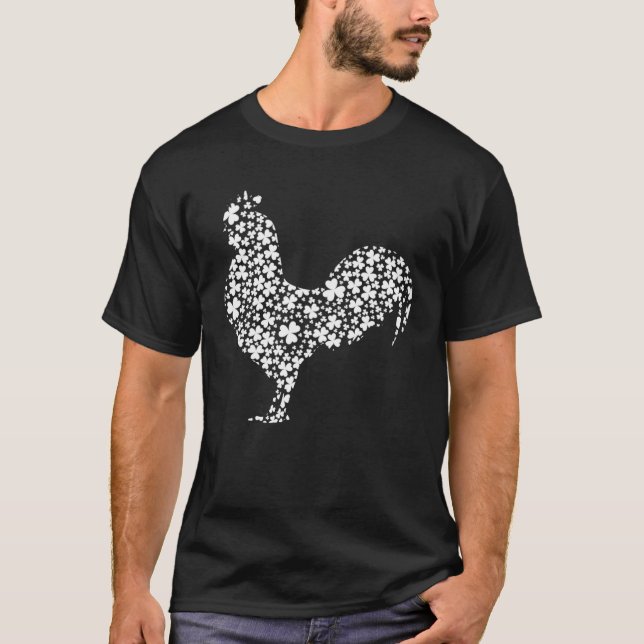 Irish Shamrock Leaf Rooster St Patrick s Day T-Shirt (Front)