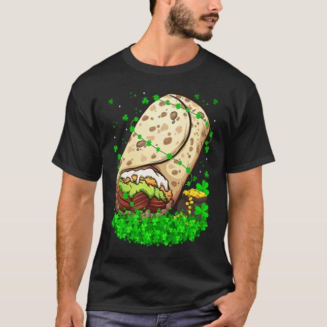 Irish Shamrock Leprechaun Burrito St Patrick's Day T-Shirt (Front)