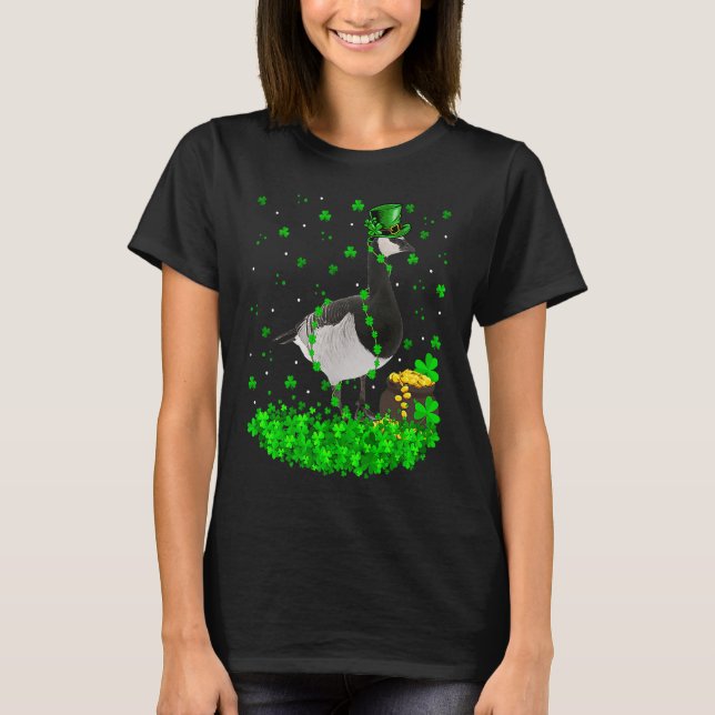 Irish Shamrock Leprechaun Goose Bird St Patrick's  T-Shirt (Front)