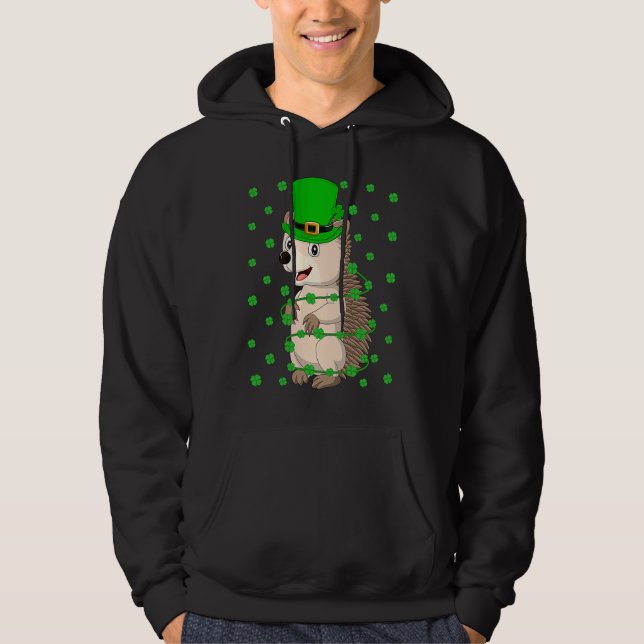 Irish Shamrock Leprechaun Hedgehog St Patrick's Da Hoodie (Front)