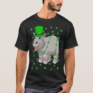 Irish Shamrock Leprechaun Hippopotamus St Patrick' T-Shirt