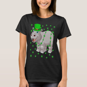 Irish Shamrock Leprechaun Hippopotamus St Patrick' T-Shirt
