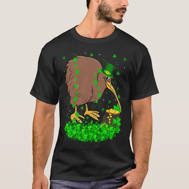 Irish Shamrock Leprechaun Kiwi Bird St Patrick's D T-Shirt (Front)
