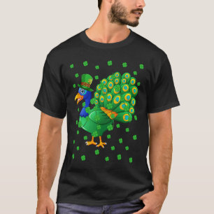 Irish Shamrock Leprechaun Peacock Bird St Patrick' T-Shirt
