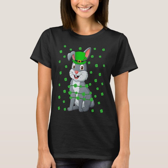 Irish Shamrock Leprechaun Rabbit St Patrick's Day T-Shirt (Front)