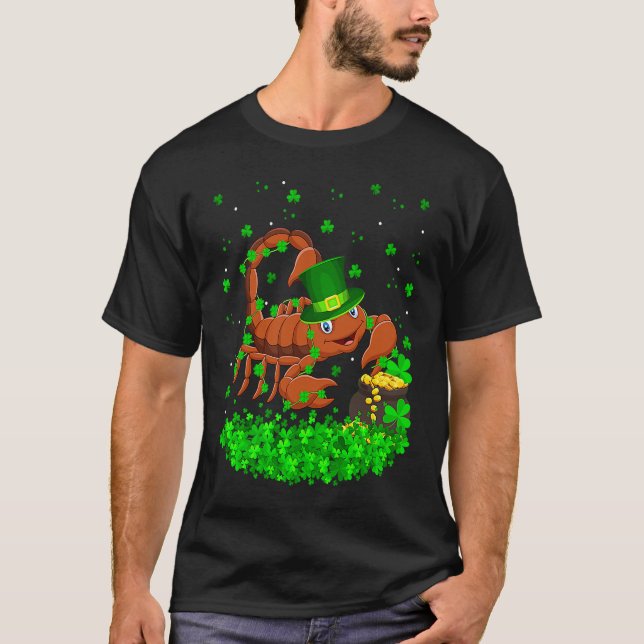 Irish Shamrock Leprechaun Scorpion St Patrick's Da T-Shirt (Front)