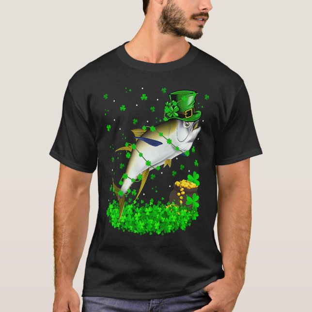Irish Shamrock Leprechaun Tuna Fish St Patrick's D T-Shirt (Front)