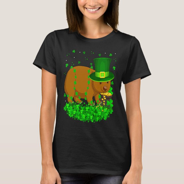 Irish Shamrock Leprechaun Wombat St Patrick's Day  T-Shirt (Front)